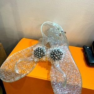 Coach clear sandals w/silver